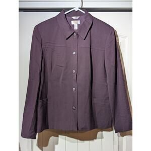 Talbot's Vintage Aubergine Wool Stretch Front Button Jacket Womens Size 16
